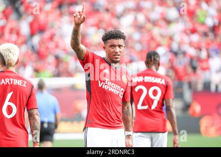 East Rutherford, Usa. 22. Juli 2023. Sancho of Manchester United während eines Freundschaftsspiels gegen Arsenal im MetLife Stadium in East Rutherford im Bundesstaat New Jersey in den USA am Samstag, den 27. Juli. Kredit: Brasilien Photo Press/Alamy Live News Stockfoto