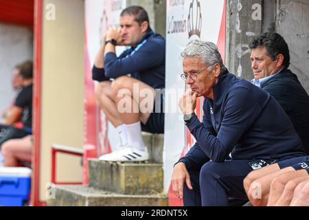 Mouscron, Belgien. 22. Juli 2023. Marc Grosjean von KMSK Deinze wurde am 22. Juli 2023 in Mouscron, Belgien, in einem freundlichen Vorsaison-Spiel vor der Challenger Pro League-Saison von 2023 bis 2024 zwischen KMSK Deinze und Winkel Sport fotografiert. Kredit: Sportpix/Alamy Live News Stockfoto