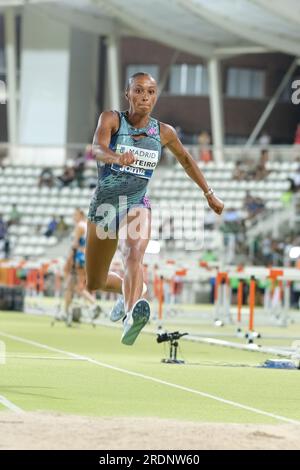 Sportlerin Ana Peleteiro: Nehmen Sie am Meeting Madrid A World Athletics Continental Tour Silver Teil, das im Vallehermoso Stadium in Madrid, Juli stattfindet Stockfoto