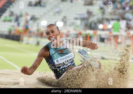 Sportlerin Ana Peleteiro: Nehmen Sie am Meeting Madrid A World Athletics Continental Tour Silver Teil, das im Vallehermoso Stadium in Madrid, Juli stattfindet Stockfoto