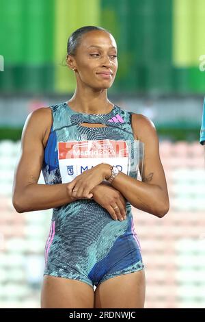 Sportlerin Ana Peleteiro: Nehmen Sie am Meeting Madrid A World Athletics Continental Tour Silver Teil, das im Vallehermoso Stadium in Madrid, Juli stattfindet Stockfoto