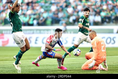 Sao Paulo, Brasilien. 22. Juli 2023. SP - SAO PAULO - 07/22/2023 - BRASILEIRO A 2023, PALMEIRAS X FORTALEZA - Weverton Torwart von Palmeiras während eines Spiels gegen Fortaleza im Arena Allianz Parque Stadion für die brasilianische Meisterschaft A 2023. Foto: Marcello Zambrana/AGIF/Sipa USA Kredit: SIPA USA/Alamy Live News Stockfoto