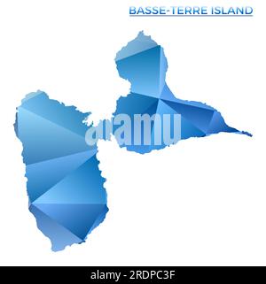 Polygonale Vektorkarte der Insel Basse-Terre. Lebendige geometrische Insel mit niedrigem Poly-Stil. Moderne Illustration für Ihre Infografiken. Technologie, Internet, Stock Vektor