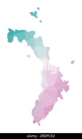 Polygonale Karte von Lord Howe Island. Geometrische Darstellung der Insel in smaragdgrünen Amethyst-Farben. Lord-Howe-Karte im niedrigen Poly-Stil. Technologie, Inter Stock Vektor