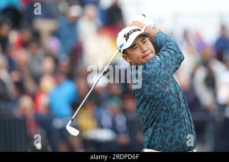 Hideki Matsuyama aus Japan am 3. Tag der British Open Golf Championship 2023 im Royal Liverpool Golf Club in Wirral, England, am 22. Juli 2023. Kredit: Koji Aoki/AFLO SPORT/Alamy Live News Stockfoto