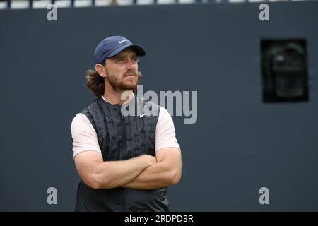 Tommy Fleetwood aus England am 3. Tag der British Open Golf Championship 2023 im Royal Liverpool Golf Club in Wirral, England, am 22. Juli 2023. Kredit: Koji Aoki/AFLO SPORT/Alamy Live News Stockfoto