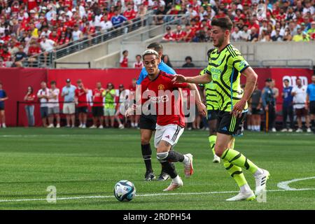 East Rutherford, Usa. 22. Juli 2023. Antony of Manchester United und Rice of Arsenal anlässlich eines Freundschaftsspiels im MetLife Stadium in East Rutherford im Bundesstaat New Jersey in den USA am Samstag, 27. Kredit: Brasilien Photo Press/Alamy Live News Stockfoto