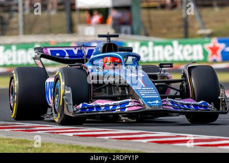 Budapest, Ungarn. 22. Juli 2023. HUNGARORING, UNGARN - JULI 21: Esteban Ocon, Alpine A523 während des ungarischen Grand Prix am Freitag, den 21. Juli 2023 in Mogyoród, Ungarn. (Foto: Michael Potts/BSR Agency) Kredit: BSR Agency/Alamy Live News Stockfoto