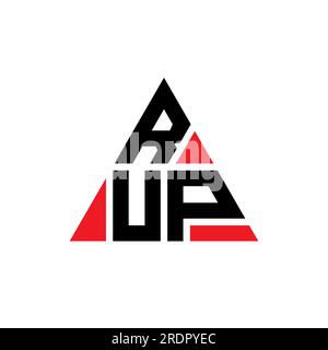 RUP-Logo mit Dreiecksbuchstaben und Dreiecksform. RUP-Monogramm mit Dreieck-Logo. RUP-dreieckige Vektor-Logo-Vorlage mit roter Farbe. RUP Triangul Stock Vektor