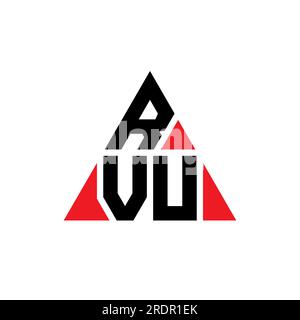 RVU-Logo mit Dreiecksbuchstaben und Dreiecksform. RVU-Dreieck-Logo-Monogramm. RVU-Dreieck-Vektor-Logo-Vorlage mit roter Farbe. RVU Triangul Stock Vektor