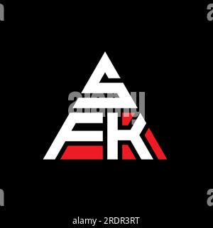 SFK-Logo mit Dreiecksbuchstaben und Dreiecksform. SFK-Dreieck-Logo-Monogramm. SFK-dreieckige Vektorvorlage mit roter Farbe. SFK Triangul Stock Vektor