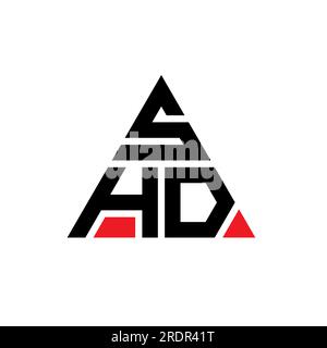 SHD-Logo mit Dreiecksbuchstaben und Dreiecksform. SHD-Monogramm mit Dreieck-Logo. SHD-dreieckige Vektorvorlage mit roter Farbe. SHD Triangul Stock Vektor