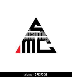 SMC-Logo mit Dreiecksbuchstaben und Dreiecksform. SMC-Dreieck-Logo-Monogramm. SMC-Dreieck-Vektor-Logo-Vorlage mit roter Farbe. SMC Triangul Stock Vektor