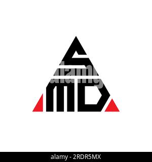 SMD-Logo mit Dreiecksbuchstaben und Dreiecksform. SMD Dreieck Logo Design Monogramm. SMD-dreieckige Vektorvorlage mit roter Farbe. SMD Triangul Stock Vektor