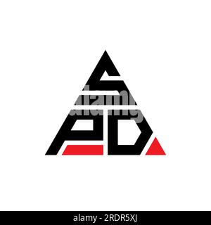 SPD-Logo mit Dreiecksbuchstaben und Dreiecksform. SPD Dreieck-Logo-Monogramm. SPD-dreieckige Vektorvorlage mit roter Farbe. SPD Triangul Stock Vektor