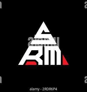 SRM-Logo mit Dreiecksbuchstaben und Dreiecksform. SRM-Dreieck-Logo-Monogramm. SRM-dreieckige Vektorvorlage mit roter Farbe. SRM Triangul Stock Vektor