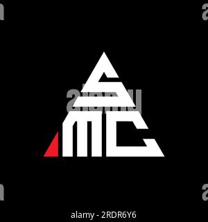 SMC-Logo mit Dreiecksbuchstaben und Dreiecksform. SMC-Dreieck-Logo-Monogramm. SMC-Dreieck-Vektor-Logo-Vorlage mit roter Farbe. SMC Triangul Stock Vektor