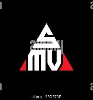 SMV-Logo mit Dreiecksbuchstaben und Dreiecksform. SMV-Dreieck-Logo-Monogramm. SMV-Dreieck-Vektor-Logo-Vorlage mit roter Farbe. SMV Triangul Stock Vektor