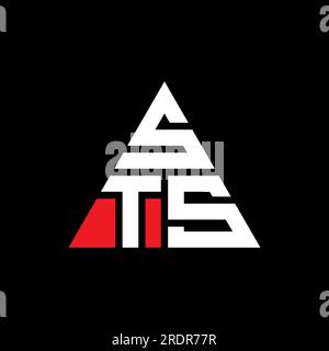 STS-Logo mit Dreiecksbuchstaben und Dreiecksform. STS-Dreieck-Logo-Monogramm. STS-dreieckige Vektor-Logo-Vorlage mit roter Farbe. STS-Triangul Stock Vektor