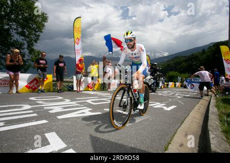 Domancy, Frankreich 18. Juli 2023: ANTHONY TURGIS (TOTALENERGIES FRA) im Zeitversuch bei Tour de France. Stockfoto