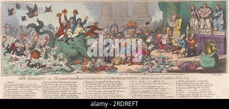 Neue Moral, oder - die Promis-Rate des Hohepriesters der Theophilanthropen, mit der Hommage von Leviathan und seiner Suite 1798 von James Gillray Stockfoto