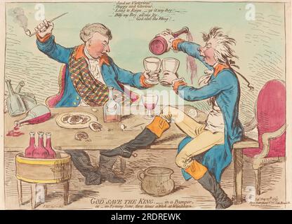 Gott schütze den König. - In einem Bumper. Oder - dreimal die Woche eine Abendszene bei Wimbleton 1795 von James Gillray Stockfoto