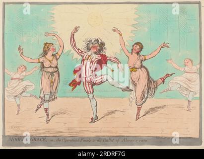 „James Gillray, Modern Grace, 1796, Ätzen und Gravieren mit Handfarbe des Verlegers auf liegendem Pfeffer, Bild: 23,9 x 35,2 cm (9 7/16 x 13 7/8 Zoll) Blatt: 30 x 48 cm (11 13/16 x 18 7/8 Zoll), Ailsa Mellon Bruce Fund, 2013.170.3' Stockfoto