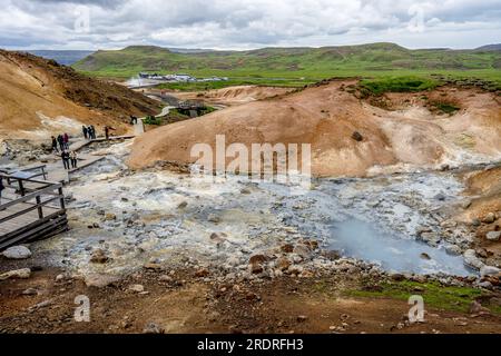 Krysuvik Hot Springs, Fúlipollur, Seltun Geothermal Area, Reykjanes Peninsular, Island Stockfoto