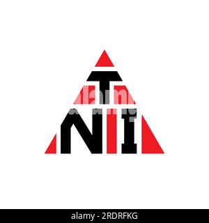 Logo mit dreieckigen TNI-Buchstaben in Dreiecksform. Monogramm mit TNI-Dreieck-Logo. TNI-Dreieck-Vektor-Logo-Vorlage mit roter Farbe. TNI-Triangul Stock Vektor