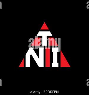 Logo mit dreieckigen TNI-Buchstaben in Dreiecksform. Monogramm mit TNI-Dreieck-Logo. TNI-Dreieck-Vektor-Logo-Vorlage mit roter Farbe. TNI-Triangul Stock Vektor
