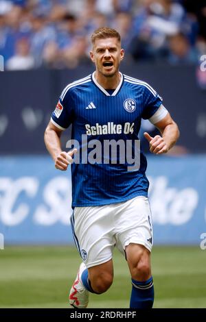 Gelsenkirchen, Deutschland, 2. Fussball Bundesliga Freundschaftsspiel International FC Schalke 04 vs. FC Twente 2-2 am 22. 07. 2023 in der Veltins-Arena auf Schalke in Gelsenkirchen Simon TERODDE (S04) Norbert Schmidt, Düsseldorf Stockfoto