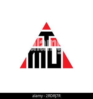 TMU-Logo mit Dreiecksbuchstaben und Dreiecksform. TMU-Dreieck-Logo-Monogramm. TMU-Dreieck-Vektor-Logo-Vorlage mit roter Farbe. TMU Triangul Stock Vektor