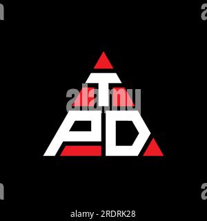 TPD-Logo mit Dreiecksbuchstaben und Dreiecksform. TPD-Monogramm mit Dreieckslogo. TPD-dreieckige Vektor-Logo-Vorlage mit roter Farbe. TPD Triangul Stock Vektor