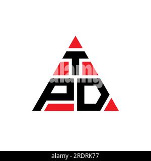 TPD-Logo mit Dreiecksbuchstaben und Dreiecksform. TPD-Monogramm mit Dreieckslogo. TPD-dreieckige Vektor-Logo-Vorlage mit roter Farbe. TPD Triangul Stock Vektor
