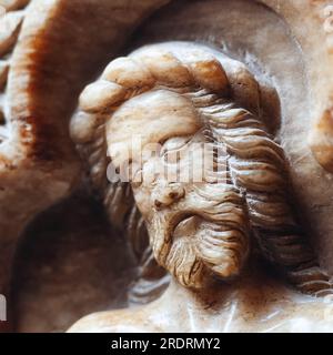 Jordi de Déu, detalle del retablo de San Lorenzo, en la iglesia de Santa Coloma de Queralt en el año 1386. AUTOR: JORDI DE DEU (S. XIV). Stockfoto