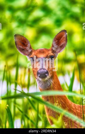 Wunderschöner Weißwedelhirsch In Der Wildnis. Stockfoto
