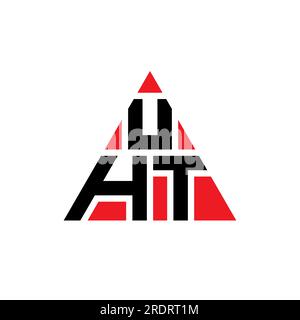 Logo mit ultrahochwarmem Dreiecksbuchstaben in Dreiecksform. Monogramm mit Dreieckslogo im UHT-Format. UHT-dreieckige Vektor-Logo-Vorlage mit roter Farbe. UHT Triangul Stock Vektor