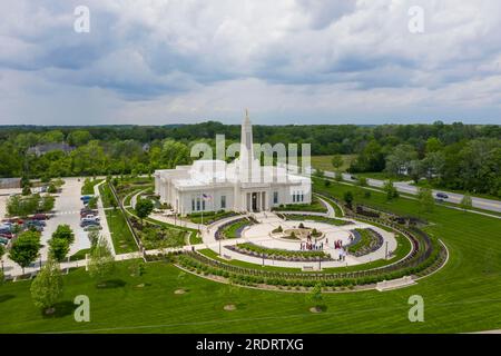 Der Indianapolis Indiana Tempel ist ein Tempel der Kirche Jesu Christi der Heiligen der letzten Tage (LDS Kirche) in der südwestlichen Ecke des Westens Stockfoto