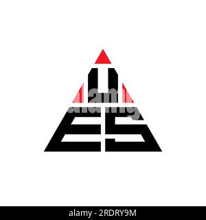 Logo mit dreieckigem UES-Buchstaben in Dreiecksform. Monogramm mit UES-Dreieck-Logo. UES-dreieckige Vektorvorlage mit roter Farbe. UES Triangul Stock Vektor