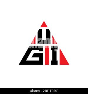 LOGO mit UGI-Dreiecksbuchstaben und Dreiecksform. Monogramm mit UGI-Dreieck-Logo. UGI-Dreieck-Vektor-Logo-Vorlage mit roter Farbe. UGI Triangul Stock Vektor