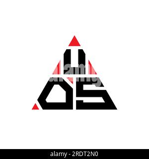 Logo mit UOS-Dreiecksbuchstaben in Dreiecksform. Monogramm mit dem UOS-Dreieck-Logo. UOS-Dreieck-Vektor-Logo-Vorlage mit roter Farbe. UOS triangul Stock Vektor