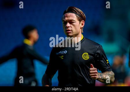 Sandefjord, Norwegen, 23. Juli 2023. Bodø/Glimts Patrick Berg beim Aufwärmen vor dem Spiel zwischen Sandefjord und Bodø/Glimt auf der Release Arena Credit: Frode Arnesen/Alamy Live News Stockfoto