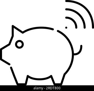Kluges Sparschwein. E-Wallet- und Sparinstrumente. Pixelgenaue, bearbeitbare Kontur Stock Vektor