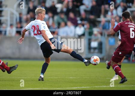 Kopenhagen, Dänemark. 22., Juli 2023. Emil Christensen (28) von B.23, gesehen während des Spiels der NordicBet Liga zwischen B.23 und Aalborg BK im Osterbro Stadion in Kopenhagen. (Foto: Gonzales Photo - Christian Midtgaard). Stockfoto