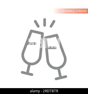Vektorsymbol für Sektgläser. Hochzeitsanstoßen-Symbol. Stock Vektor