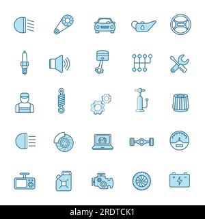 Die Fahrzeugwartungslinie füllte Symbole in zwei Farben Stock Vektor