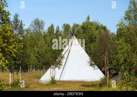 Sami-Zelt, Sami Siida Freiluftmuseum, Jukkasjarvi, Lappland, Schweden, Jukkasjaervi Stockfoto