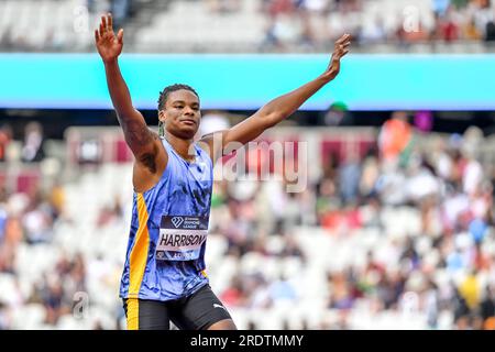 HARRISON, JuVaughn USA, gewinnt den Hochsprung bei der Diamond League Athletics im London Stadium, Queen Elizabeth Olympic Park, London, England, am 23. Juli 2023. Foto von Phil Hutchinson. Nur redaktionelle Verwendung, Lizenz für kommerzielle Verwendung erforderlich. Keine Verwendung bei Wetten, Spielen oder Veröffentlichungen von Clubs/Ligen/Spielern. Kredit: UK Sports Pics Ltd/Alamy Live News Stockfoto