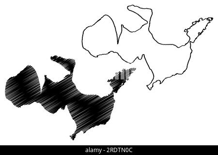 Lake North Aral Sea (Republik Kasachstan) Kartenvektordarstellung, Skizzenkarte mit Scribble Stock Vektor