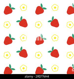 Vektor nahtloser Hintergrund im skandinavischen Stil geometrische Muster rote Erdbeeren auf weißem Hintergrund Vector EPS10 Stock Vektor
